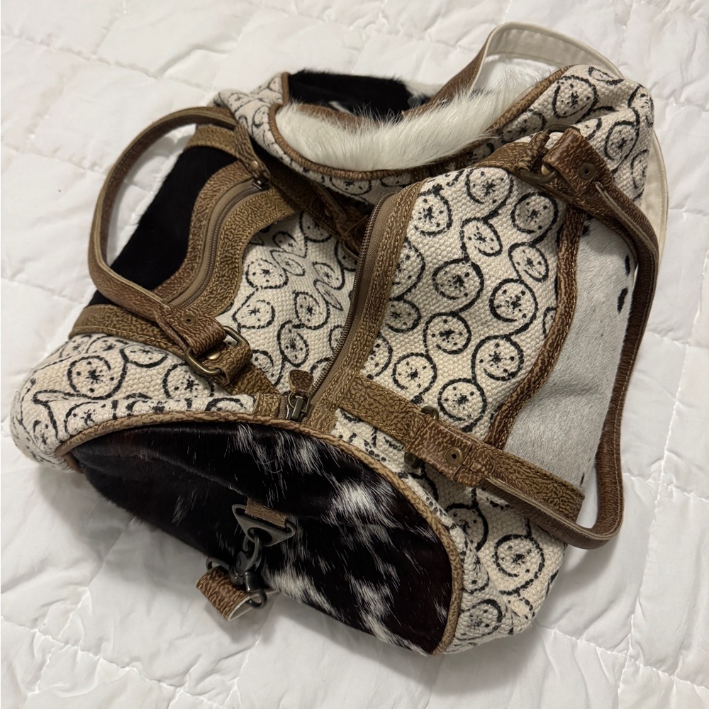 Myra Bag Black and Brown Patterned duffle